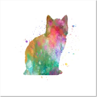 selkirk rex cat in watercolor Posters and Art